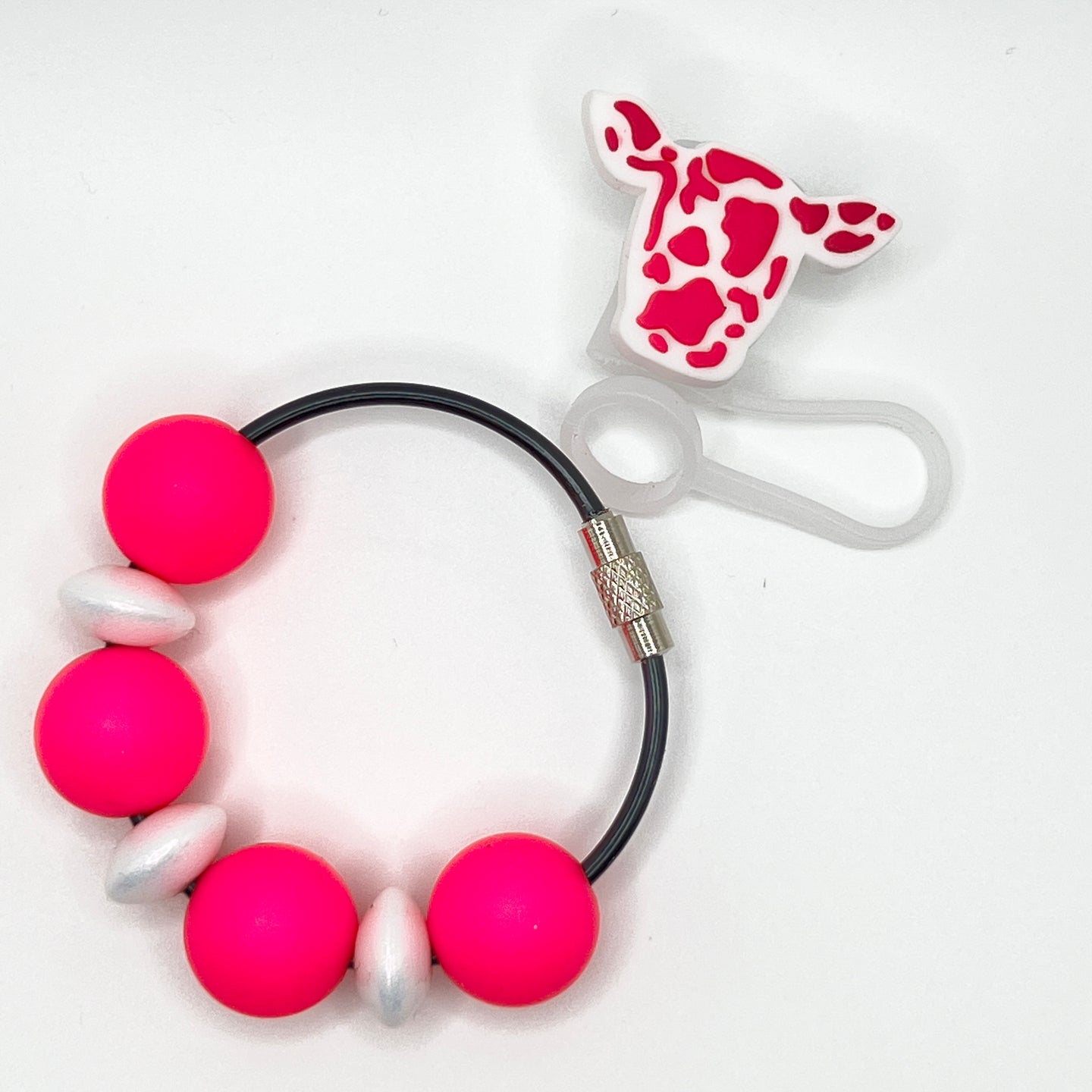 Pink Cow Cup Charm w/Topper